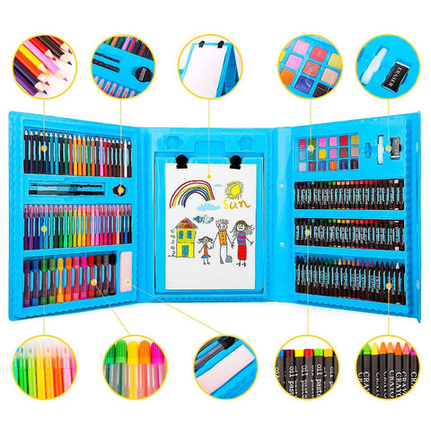 Set Arte Maleta 208 Piezas Azul y rosado