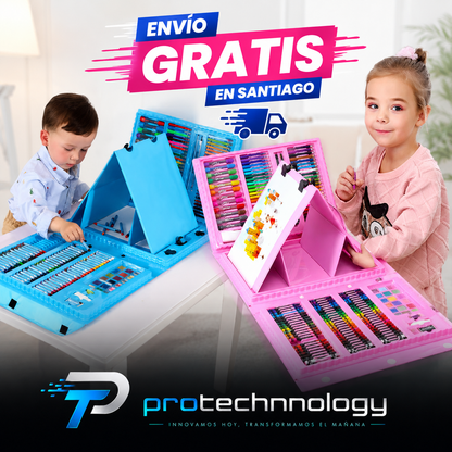 Set Arte Maleta 208 Piezas Azul y rosado