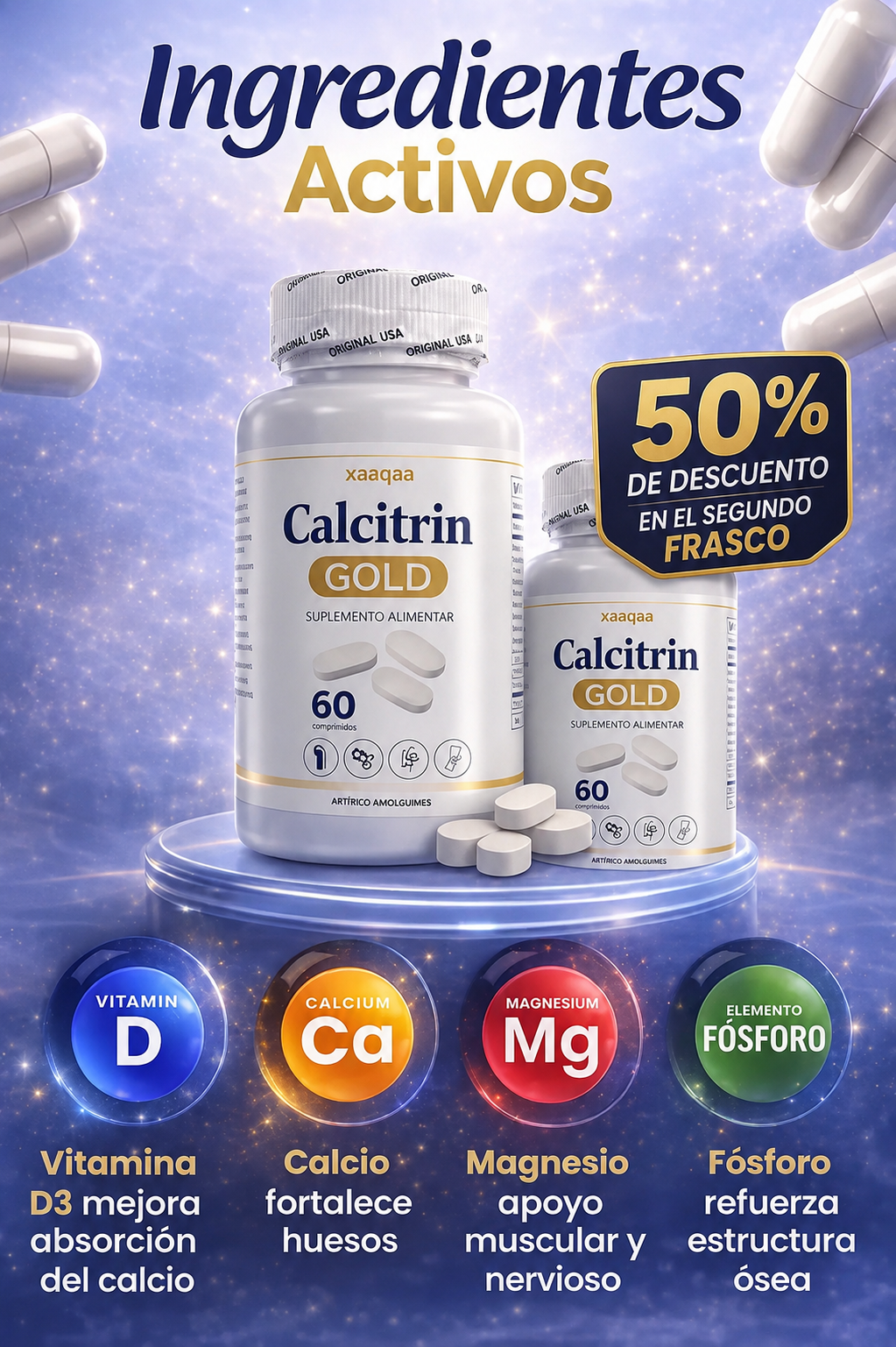 Calcitrin Gold  - Formula para fortalecer huesos, articulaciones y músculos.